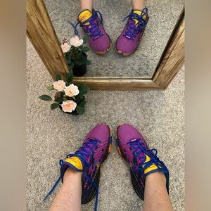 Purple and Yellow Athletic Shoes